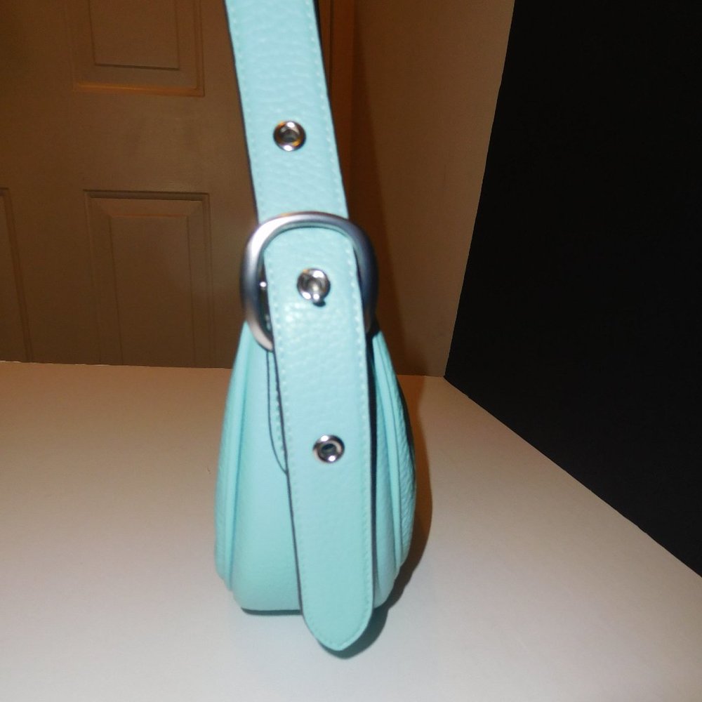 Coach Luna Medium Pebbled Faded Blue/Silver Leather Shoulder Bag—CC439--NWT - Picture 5 of 9